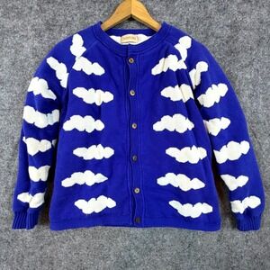 Campure Cardigan Sweater Women Large Blue Cloud Happy Sherpa Lined Cozy Fluffy